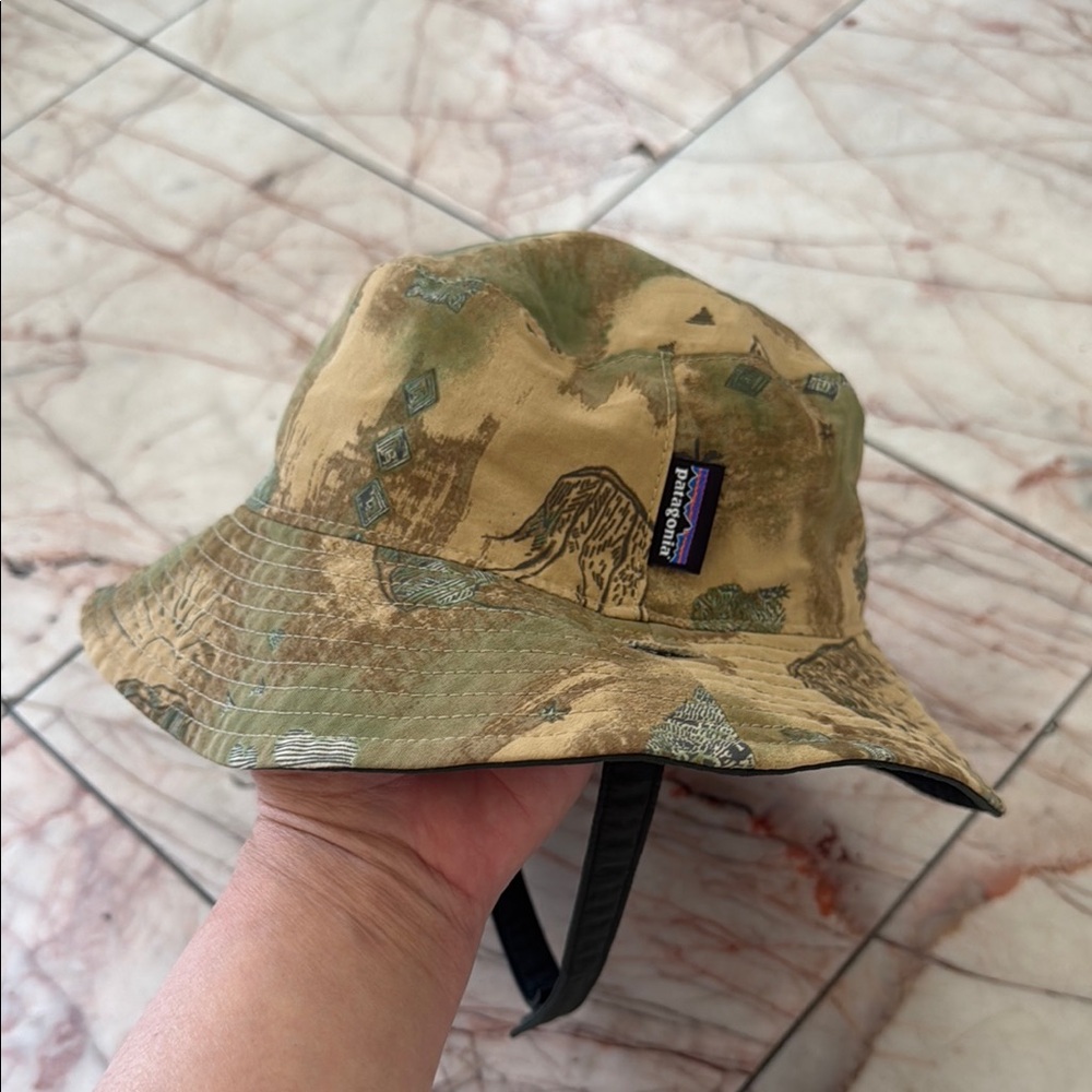 Patagonia Green and Brown Camouflage Bucket Hat